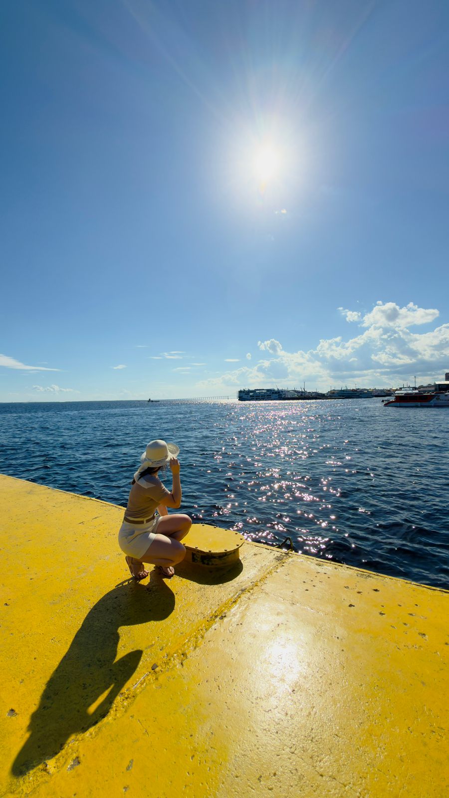Vista do Rio Negro a partir do cais do porto de Manaus em dia de sol